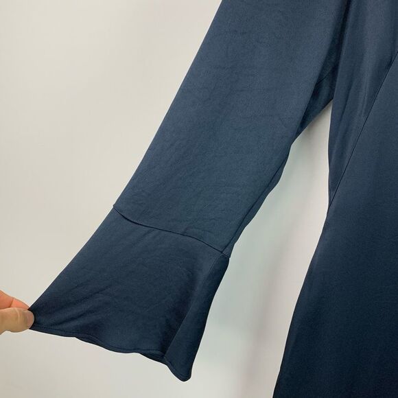 NWT Club Monaco women’s navy Long Sleeve Flounce asymmetric Dress size 10 - Picture 6 of 14